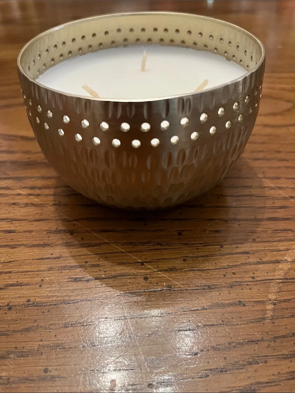 Anthropologie Melina Metal three wick candle, new